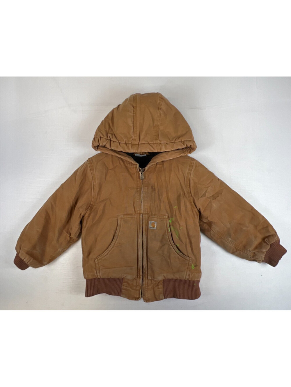 Carhartt Kids 4T Brown Duck Active Jacket Quilted Lined Hooded Workwear